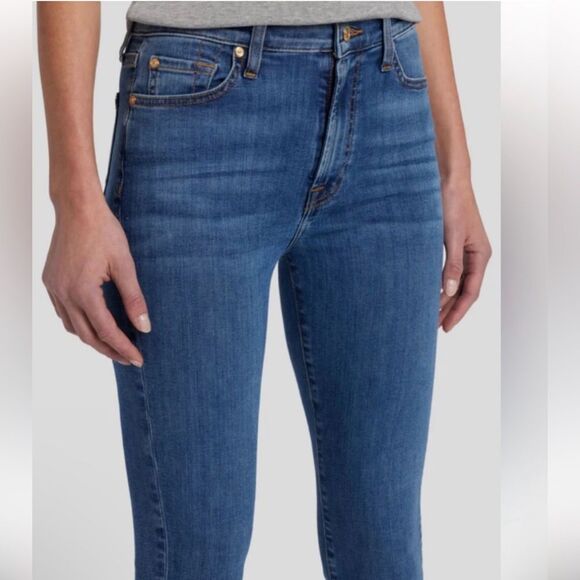 7 For All Mankind | Women’s The High Rise Ankle Skinny Denim Blue Jeans - Picture 2 of 16